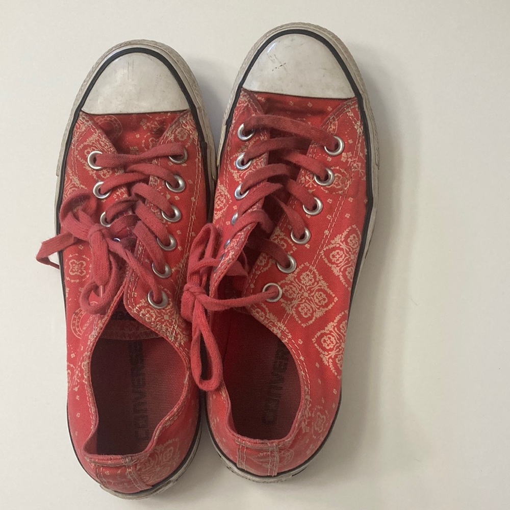 Red and white womans size 7 converse